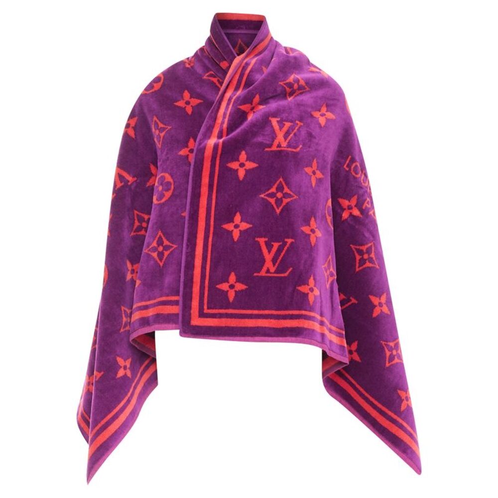 LOUIS VUITTON Vuittamins pink purple cotton LV monogram beach towel - Picture 1 of 10